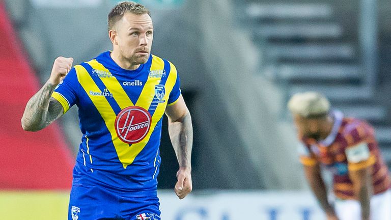 Blake Austin reacts after kicking the game-winning drop-goal against Huddersfield