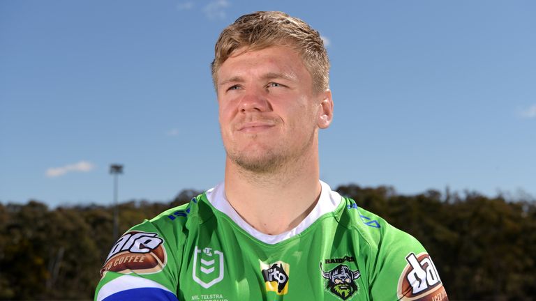 CANBERRA, AUSTRALIA - SEPTEMBER 24: Ryan Sutton of the Canberra Raiders poses for photographs during a media event at the Raiders Headquarters on September 24, 2019 in Canberra, Australia. (Photo by Tracey Nearmy/Getty Images)