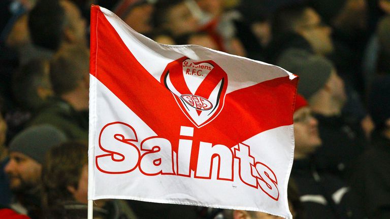 Picture by Alex Whitehead/SWpix.com - 27/02/2014 - Rugby League - First Utility Super League - Salford Red Devils v St Helens - AJ Bell Stadium, Salford, England - St Helens' flag.