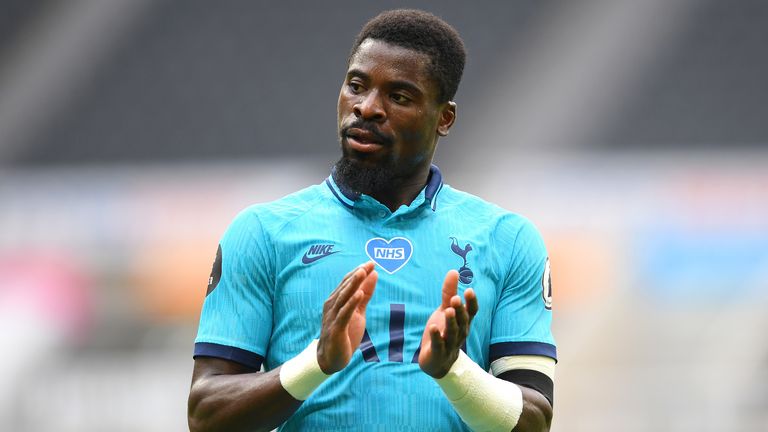 Tottenham Hotspur defender Serge Aurier applauds during a match