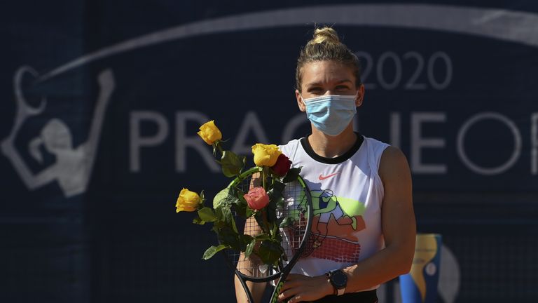 Simona Halep won the Prague Open with victory over Elise Mertens