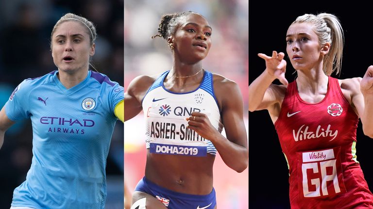 Steph Houghton, Dina Asher-Smith and Helen Housby