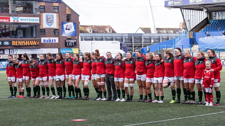 Wales Women during the Women's Six Nations match between Wales and France at Cardiff Arms Park on February 23, 2020 