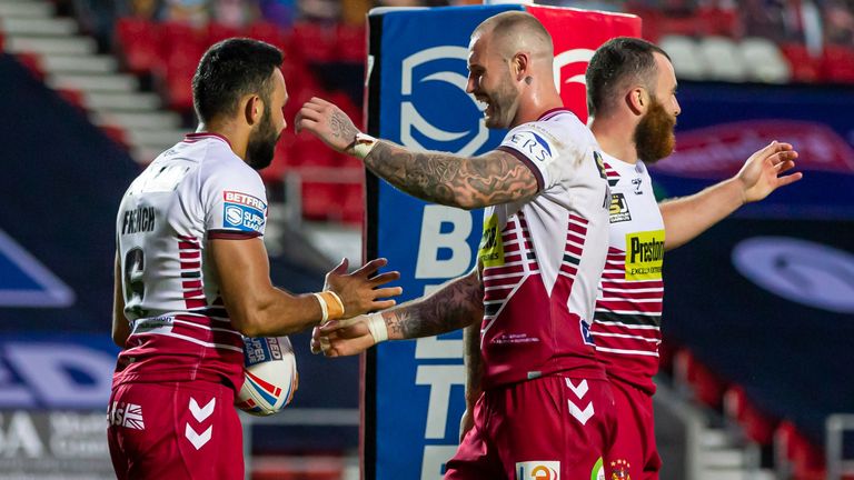 Bevan French scored twice as Wigan Warriors beat Leeds Rhinos at the Totally Wicked Stadium on Sunday.