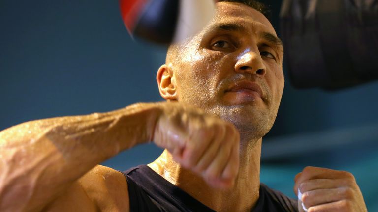 Wladimir Klitschko during a training session at Hotel Stanglwirt on November 10, 2015 in Going, Austria. The Heavyweight title clash between Wladimir Klitschko of Ukraine and Tyson Fury of England will be held on 28th of November in Dusseldorf, Germany.