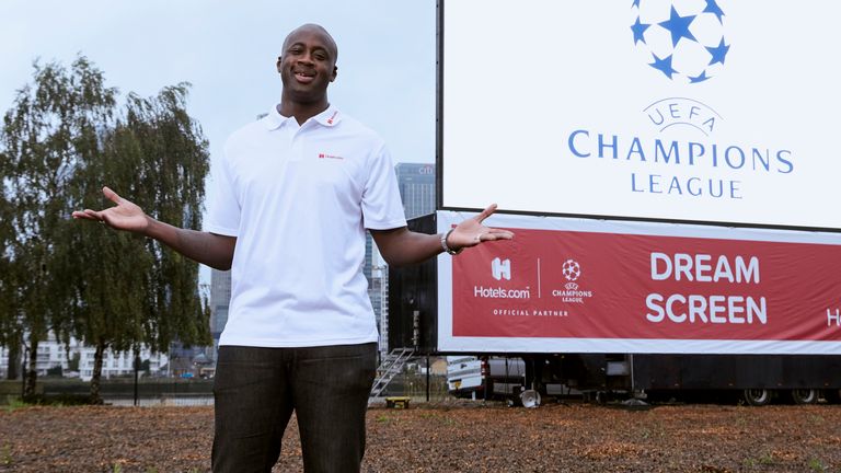 London - Aug 19: Football player Yaya Toure at the Hotels.com Dream Screen drive-in cinema ahead of the UEFA Champions League semi-final.