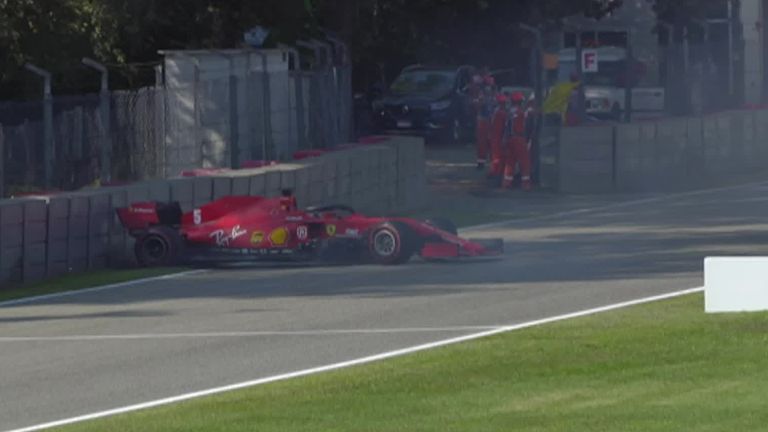 Vettel spun his Ferrari on the exit of the corner and was lucky to avoid both the barriers