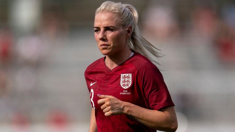 Alex Greenwood #3 of England sprints during a game between England and Spain at Toyota Stadium on March 11, 2020 in Frisco, Texas