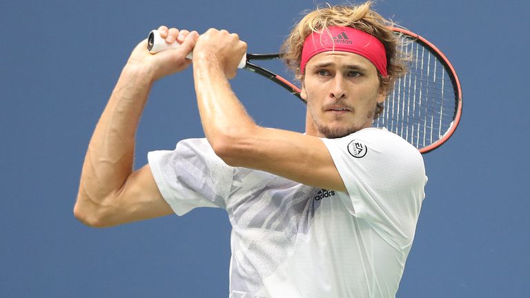 Alexander Zverev of Germany returns the ball in the first set during his Men's Singles final match against and Dominic Thiem of Austria on Day Fourteen of the 2020 US Open at the USTA Billie Jean King National Tennis Center on September 13, 2020 in the Queens borough of New York City