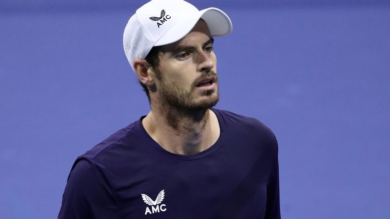 Andy Murray of Great Britain reacts to a lost point during his Men’s Singles second round match against Felix Auger-Aliassime of Canada on Day Four of the 2020 US Open at the USTA Billie Jean King National Tennis Center on September 3, 2020 in the Queens borough of New York City. 