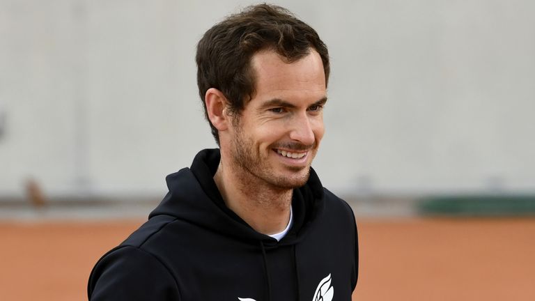 Andy Murray of Great Britain looks on during a training session at Roland Garros on September 25, 2020 in Paris, France