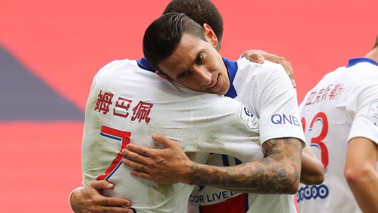 Angel Di Maria embraces Mbappe as PSG returned to winning ways