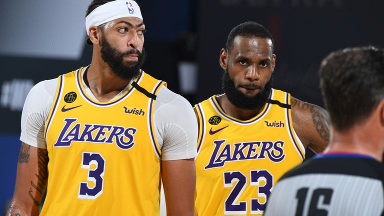 Anthony Davis and LeBron James in action during the Lakers' Game 4 win over the Nuggets in the Western Conference Finals