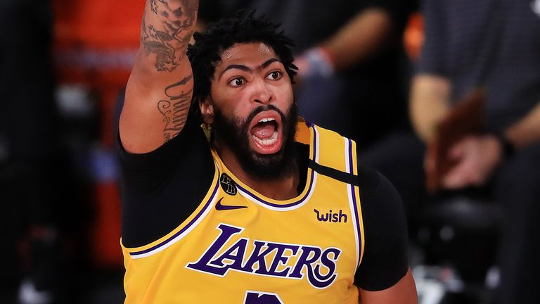 Anthony Davis calls to his team-mates during the  Lakers&#39; Game 4 victory over the Houston Rockets