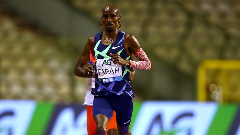 Sir Mo Farah competed in the One Hour Race during the 2020 Diamond League meeting at King Baudouin Stadium, Brussels