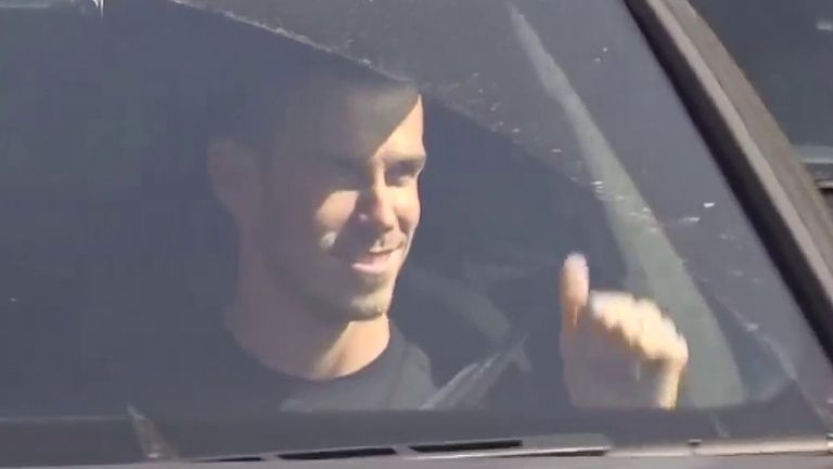 Smiles from Gareth Bale as he arrives at Tottenham&#39;s training ground ahead of his loan move.