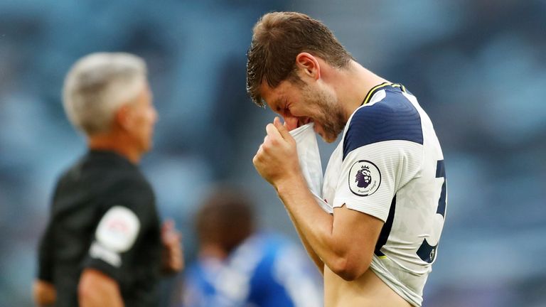 Ben Davies shows his frustration at full time as Tottenham are beaten