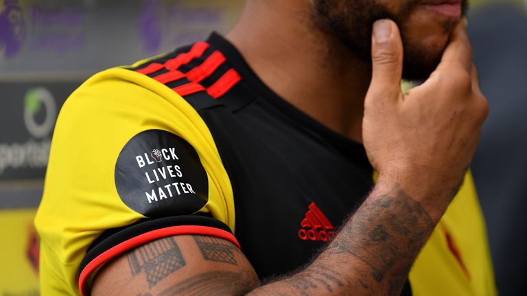The Black Lives Matter logo appeared on Premier League players&#39; kits at the end of last season