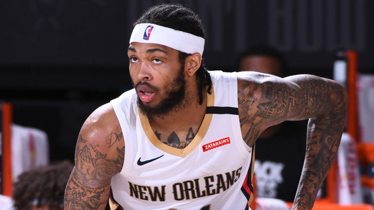 Brandon Ingram controls possession for the New Orleans Pelicans