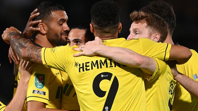 Burton celebrate against Aston Villa