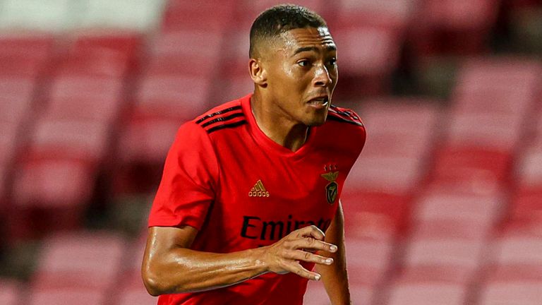  Carlos Vinicius of SL Benfica during the pre season friendly match between SL Benfica and SC Braga at Estadio da Luz on September 2, 2020 in Lisbon, Portugal.