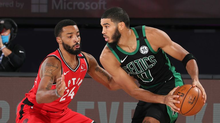 Boston Celtics and the Toronto Raptors in Game 5 of the NBA Playoffs