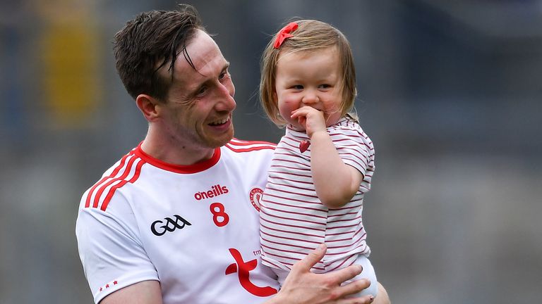 Cavanagh with his daughter Chloe after the 2019 All-Ireland semi-final defeat to Kerry