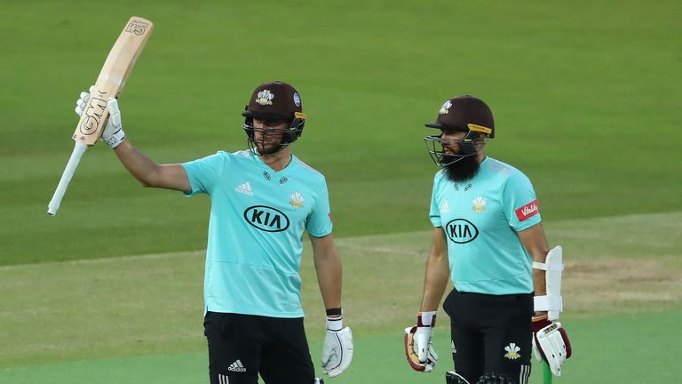 Will Jacks (L) and Hashim Amla shared a century opening stand for Surrey against Middlesex