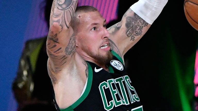 Daniel Theis throws down a dunk during Boston&#39;s Game 5 win over Miami in the Eastern Conference Finals