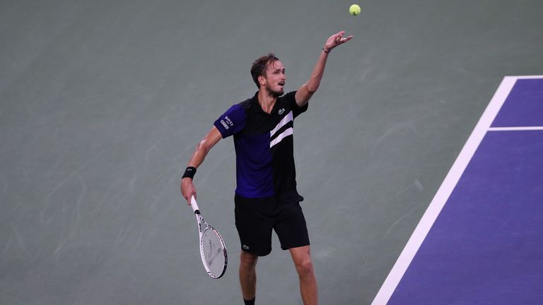 Daniil Medvedev of Russia serves during his Men’s Singles second round match against Christopher O'Connell of Australia on Day Four of the 2020 US Open at the USTA Billie Jean King National Tennis Center on September 3, 2020 in the Queens borough of New York City.