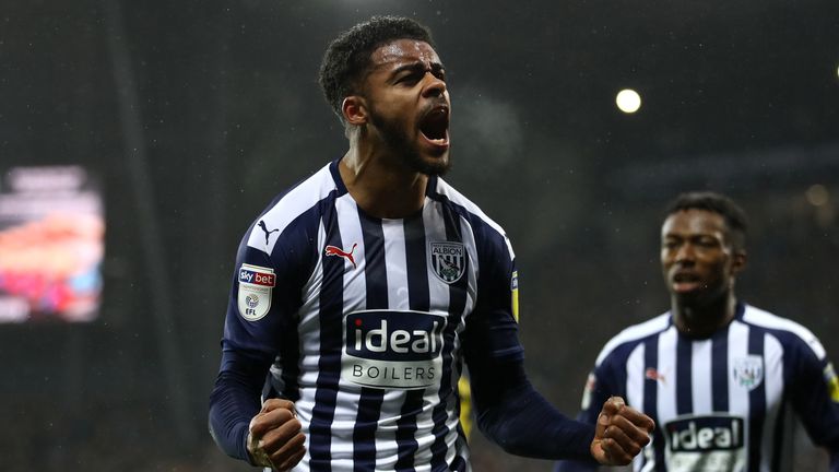 Darnell Furlong celebrates scoring for West Brom last season