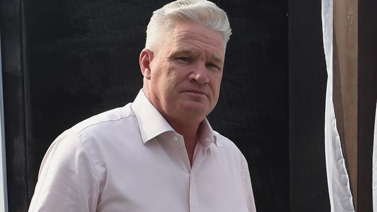 Former Australian cricketer Dean Jones arrives to attend the drafting of players for the Pakistan Super League (PSL) in Lahore on December 22, 2015.