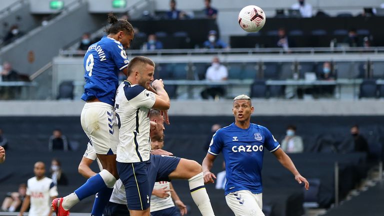 Calvert-Lewin rises above Eric Dier to plant his header into the top corner