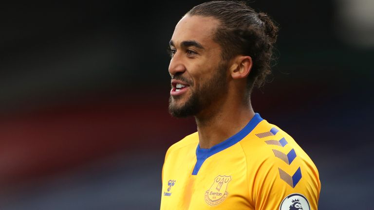 Dominic Calvert-Lewin celebrates after giving Everton a 1-0 lead at Crystal Palace