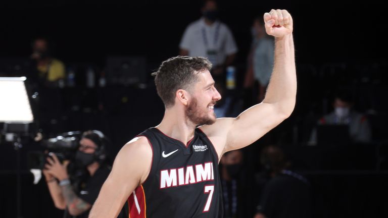 Goran Dragic of the Miami Heat celebrates after the game against the Boston Celtics during Game Four of the Eastern Conference Finals
