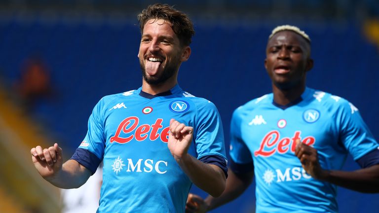 Dries Mertens is all smiles as he celebrates during Napoli's opening win