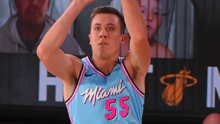Miami Heat forward Duncan Robinson poses for a photo during the