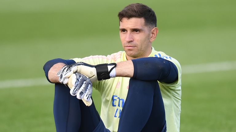 TEST UPLOAD - Emiliano Martinez pictured during a training session at London Colney on September 11, 2020