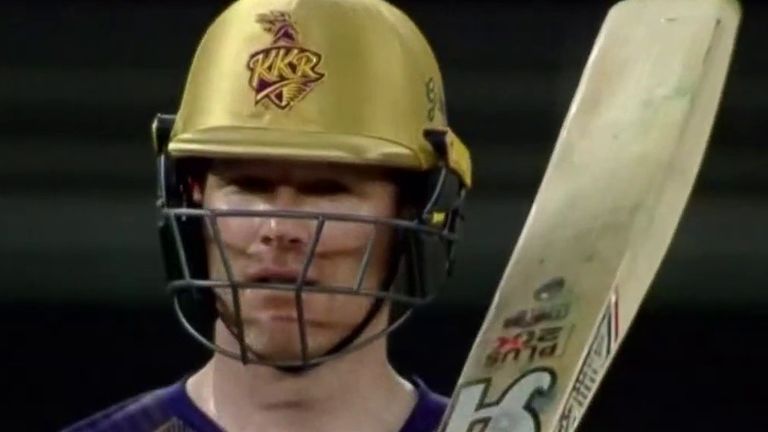 Eoin Morgan in action for Kolkata Knight Riders against Rajasthan Royals