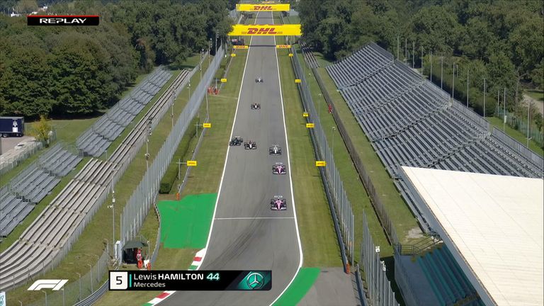 Just as Lewis Hamilton was gearing up for a final flying lap he was met with a train of slow cars - and had to duck out of the way at the last second onto the grass.