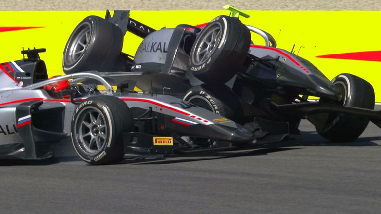 Luka Ghiotto and Nikita Mazepin collide in Mugello