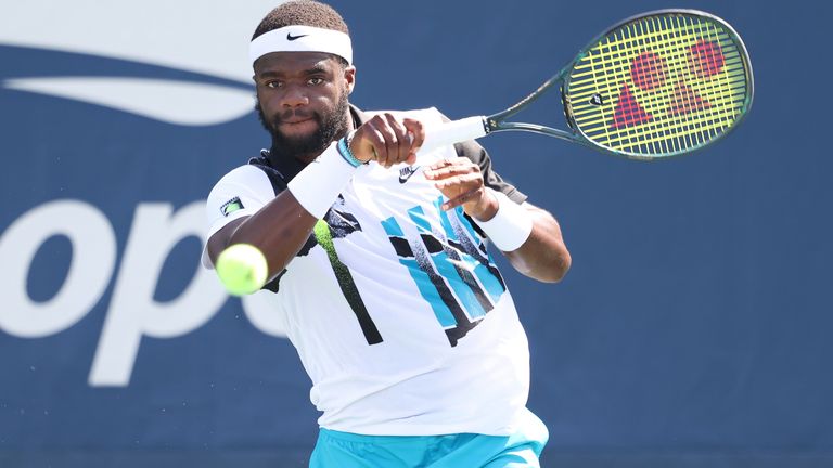 Frances Tiafoe of the United States returns the ball during his Men's Singles second round match against John Millman of Australia on Day Four of the 2020 US Open at the USTA Billie Jean King National Tennis Center on September 3, 2020 in the Queens borough of New York City.