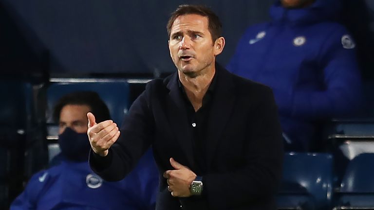 Frank Lampard gives his team instructions from the technical area