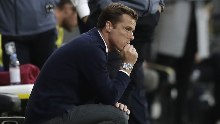 Fulham manager Scott Parker during the match against Aston Villa