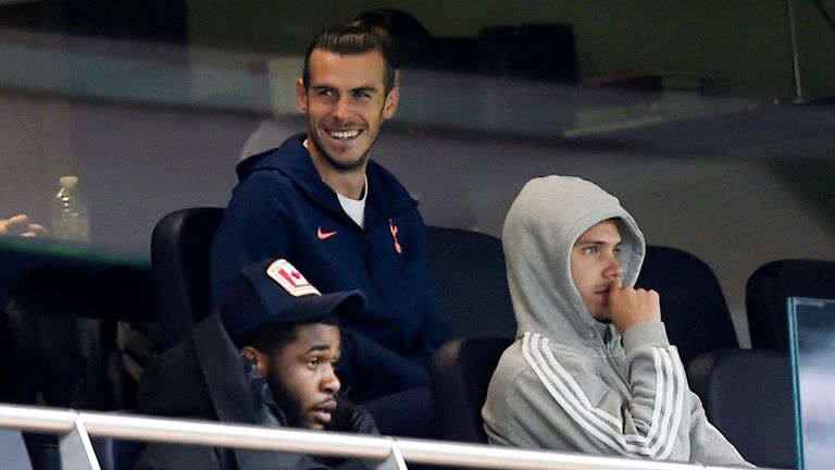 Spurs loanee Gareth Bale in the stands for their match against Newcastle
