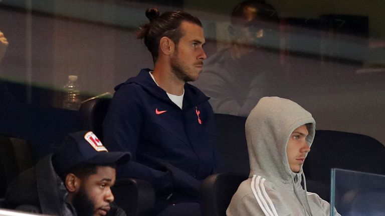 Spurs loanee Gareth Bale in the stands for their match against Newcastle
