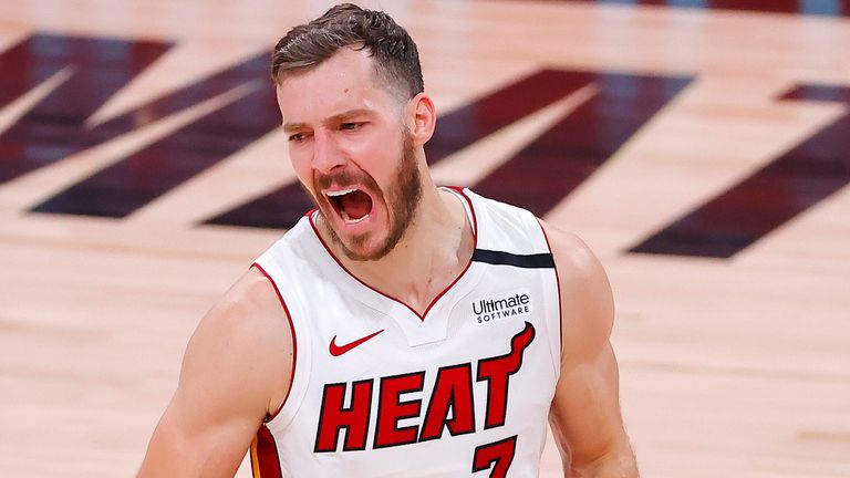Goran Dragic celebrates a play during Miami's victory over the Boston Celtics in Game 2 of the Eastern Conference Finals