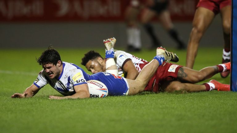 Wigan Warriors v St Helens - Betfred Super League - AJ Bell Stadium
St Helens' James Bentley scores his side's fifth try of the game during the Betfred Super League match at the AJ Bell Stadium, Salford.