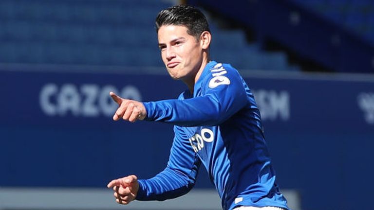James Rodriguez struck his first Everton goal to give his side the lead