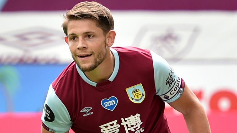 Burnley defender James Tarkowski in action